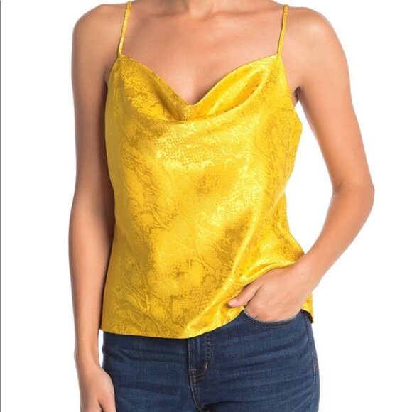 WAYF Snake Print Cowl Neck Satin Camisole Slip Tank Top Edgy Small - Picture 1 of 7